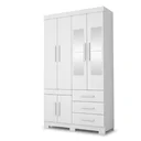 Ver imagem 2 de Guarda-Roupa Solteiro 6 Portas, 3 Gavetas, Pés e Espelho MDF Safira Plus Branco