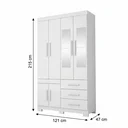 Ver imagem 3 de Guarda-Roupa Solteiro 6 Portas, 3 Gavetas, Pés e Espelho MDF Safira Plus Branco