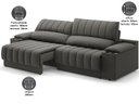 Ver imagem 2 de Sofá com Porta Copos Carregador Usb Ret Rec Murano 2,50m Velosuede - Netsofas - Chumbo