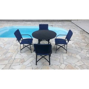 Conjunto de Mesa em Corda Náutica - 4 Cadeiras + 1 Mesa