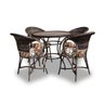 Conjunto de Mesa Fibra Sintética Arcobalena - 4 Poltronas + 1 Mesa - Tecido Revieira Marrom - 1