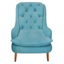 Ver imagem 4 de Kit Poltrona Lille e Puff Suede Azul Turquesa - Dominic Decor