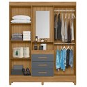 Ver imagem 3 de Guarda Roupa Casal Capelinha Capri 4 Portas Freijó Cinza com Espelho - Moval