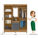 Ver imagem 2 de Guarda Roupa Casal Capelinha Capri 4 Portas Freijó Cinza com Espelho - Moval