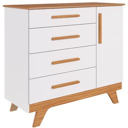 Cômoda Infantil Retro 1 Porta Lisa 4 Gavetas 100% Mdf Móveis Peroba - 2