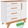 Cômoda Infantil Retro 1 Porta Lisa 4 Gavetas 100% Mdf Faura - 4