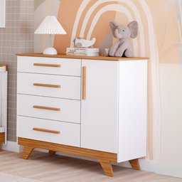 Cômoda Infantil Retro 1 Porta Lisa 4 Gavetas 100% Mdf Móveis Peroba - 5