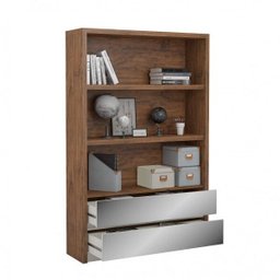 Estante de Livros Clássico MDF 120cmx183cm 3 Prateleiras 2 Gavetas Espelhadas Dalla Costa - 2 Estante de Livros Clássico MDF 120cmx183cm 3 Prateleiras 2 Gavetas Espelhadas Dalla Costa - 2