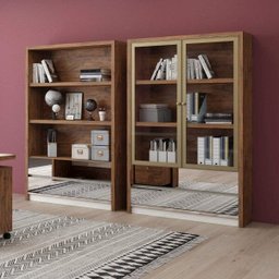 Estante de Livros Clássico MDF 120cmx183cm 3 Prateleiras 2 Gavetas Espelhadas Dalla Costa - 1 Estante de Livros Clássico MDF 120cmx183cm 3 Prateleiras 2 Gavetas Espelhadas Dalla Costa - 1