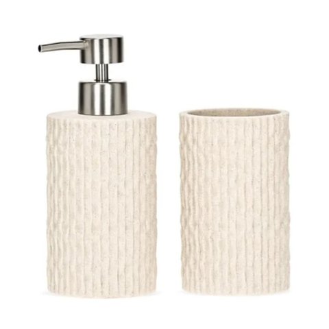 Kit Lavabo de Polirresina Bege - 2 Peças