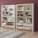 Ver imagem 1 de Estante para Livros 2 Portas de Vidro 2 Prateleiras 2 Gavetas Espelhadas 120cm Clássico Dalla Costa