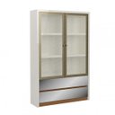 Ver imagem 4 de Estante para Livros 2 Portas de Vidro 2 Prateleiras 2 Gavetas Espelhadas 120cm Clássico Dalla Costa