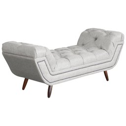 Conjunto Cabeceira e Calçadeira Sienna Linho Cores - DS Estofados - Queen - Bege - 3