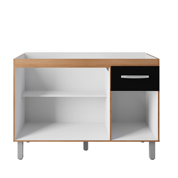 Balcão para Pia de Cozinha Anita 120cm com 3 Portas e 1 Gaveta Savana/preto A21 – Moblis - 4
