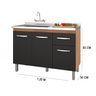Balcão para Pia de Cozinha Anita 120cm com 3 Portas e 1 Gaveta Savana/preto A21 – Moblis - 4