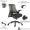 Ver imagem 3 de Cadeira de Escritório Diretor Giratória com Regulagem Dori R02 PU Preto - Mpozenato