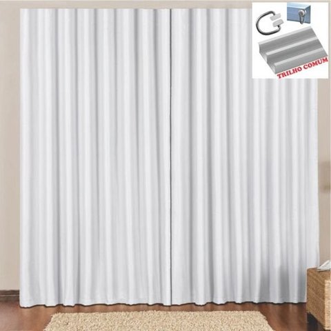 Cortina 4 Metros Sala Quarto Escritório Blackout Original para Trilho Comum - Branca