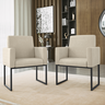 Kit 02 Cadeiras Poltrona Decorativa Sala Quarto Base Preto Cor:bege - 2