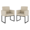 Kit 02 Cadeiras Poltrona Decorativa Sala Quarto Base Preto Cor:bege - 1