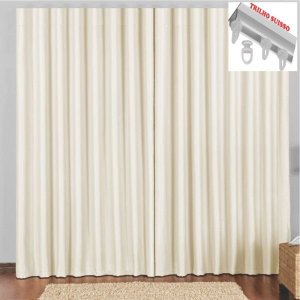 Cortina 3 Metros Sala Quarto Escritório Blackout Original para Trilho Suisso - Bege