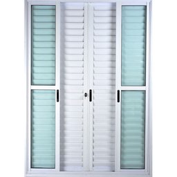 Porta de Alumínio de Correr Balcão 6 Folhas 2,10 x 1,50 Branco Linha 25 Com Chave - 2