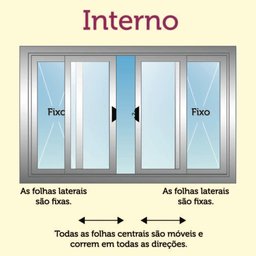 Porta de Alumínio de Correr Balcão 6 Folhas 2,10 x 1,50 Branco Linha 25 Com Chave - 4
