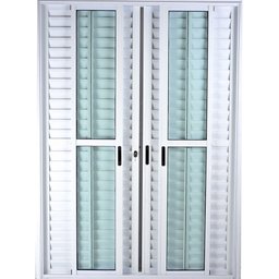 Porta de Alumínio de Correr Balcão 6 Folhas 2,10 x 1,50 Branco Linha 25 Com Chave - 1