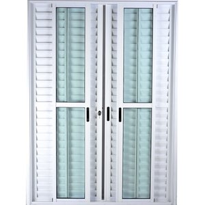 Porta de Alumínio de Correr Balcão 6 Folhas 2,10 x 1,50 Branco Linha 25 Com Chave