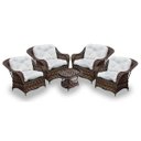 Ver imagem 1 de Conjunto de Poltronas Fibra Sintética Naja - 4 Poltronas + 1 Mesa Centro - Tecido Duna Cru