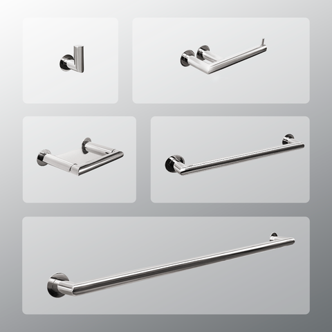 Kit Acessórios para Banheiros 5 Peças Inox - Kromus KITME5