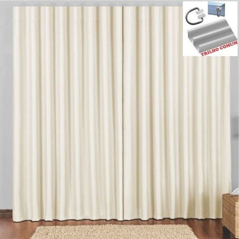 Cortina 3 Metros Sala Quarto Escritório Blackout Original para Trilho Comum - Bege