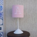 Ver imagem 3 de Abajur Quarto Infantil Tecido Rosa com Aplique Letra Nome