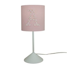 Abajur Quarto Infantil Tecido Rosa com Aplique Letra Nome - 2