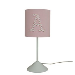 Abajur Quarto Infantil Tecido Rosa com Aplique Letra Nome - 1