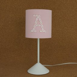 Abajur Quarto Infantil Tecido Rosa com Aplique Letra Nome - 4