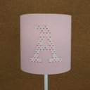 Ver imagem 5 de Abajur Quarto Infantil Tecido Rosa com Aplique Letra Nome