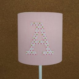 Abajur Quarto Infantil Tecido Rosa com Aplique Letra Nome - 5