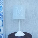 Ver imagem 3 de Abajur Quarto Infantil Tecido Cinza com Aplique Letra Nome