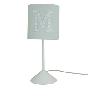 Abajur Quarto Infantil Tecido Cinza com Aplique Letra Nome