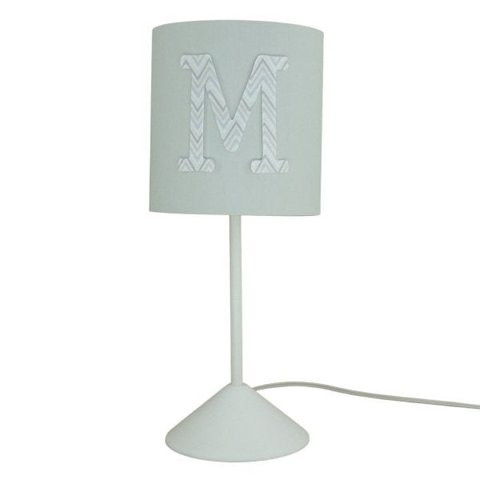 Abajur Quarto Infantil Tecido Cinza com Aplique Letra Nome