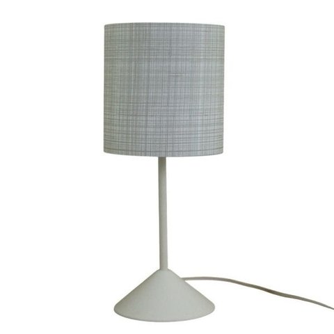 Abajur Pequeno de Mesa Base Plástica e Cúpula Cinza e Branca Bivolt