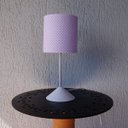 Ver imagem 3 de Abajur Bebê Quarto Infantil Tecido Rosa e Branco Arabesco Bivolt