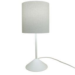 Abajur Bebê Quarto Infantil Base Branca e Tecido Cinza Claro Bivolt - 2