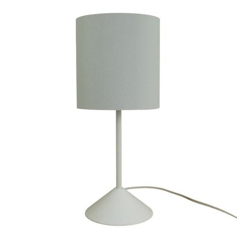 Abajur Bebê Quarto Infantil Base Branca e Tecido Cinza Claro Bivolt