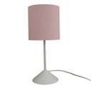Ver imagem 1 de Abajur Bebê Quarto Infantil Base Branca e Tecido Rosa Claro Bivolt