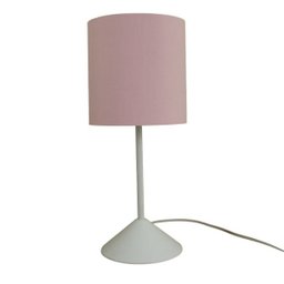 Abajur Bebê Quarto Infantil Base Branca e Tecido Rosa Claro Bivolt - 1