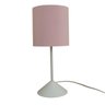 Abajur Bebê Quarto Infantil Base Branca e Tecido Rosa Claro Bivolt - 1