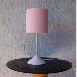 Abajur Bebê Quarto Infantil Base Branca e Tecido Rosa Claro Bivolt - 3