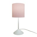 Ver imagem 2 de Abajur Bebê Quarto Infantil Base Branca e Tecido Rosa Claro Bivolt