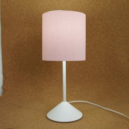 Abajur Bebê Quarto Infantil Base Branca e Tecido Rosa Claro Bivolt - 4